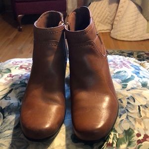 Brown leather booties